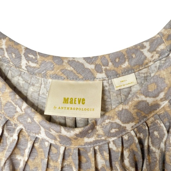 Anthropologie Maeve Linen Leopard Puff Short Sleeve Women’s Top Sz s - Picture 4 of 11